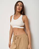 Кроп топ в рубчик - декоративная застежка на спине Nicoletta 80585