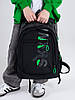 Рюкзак шкільний ортопедичний для хлопчика підлітковий 5-11 клас три змійки чорний з зеленим SkyName 90-147-5, фото 9