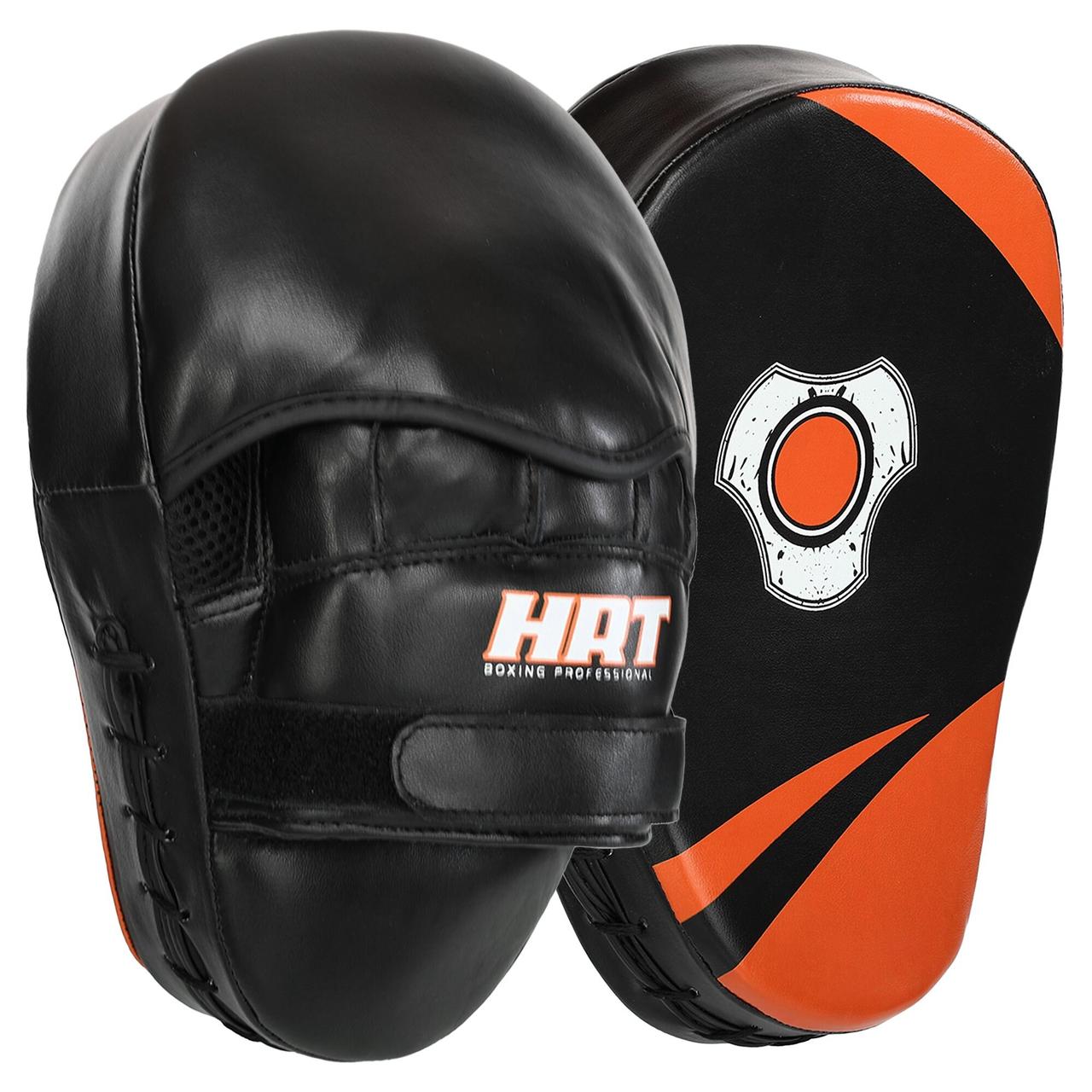 Лапи вигнуті (2шт) для боксу та єдиноборств HARD TOUCH BO-4251 чорний-помаранчевий, фото 1