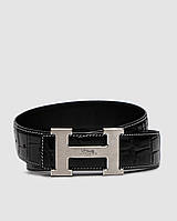 Женский Ремень Эрмес Брендовый Черный Со Серебряной Пряжкой Классический Из Кожи Крокодила Hermes Shopingo Жіночий Ремінь Ермес