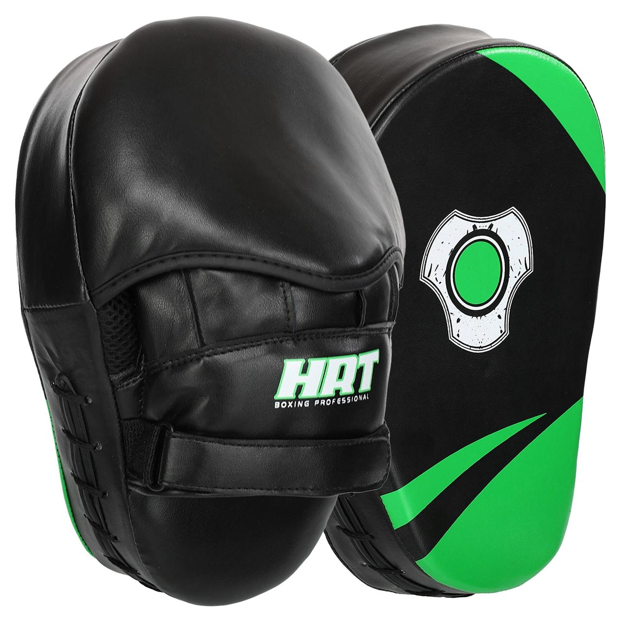 Лапи вигнуті (2шт) для боксу та єдиноборств HARD TOUCH BO-4251 чорний-салатовий, фото 1