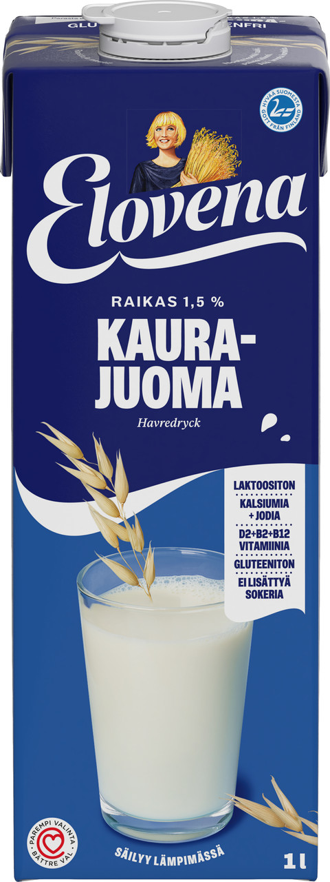 Вівсяне молоко для каш ELOVENA 1,5% 1 л, (10 шт/ящ), фото 1
