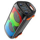 Колонка портативна Hoco BS53, 2 бездротових мікрофона/RGB-підсвічування/40W/BTv5.1/FM/TF/USB/AUX/MIC/3600maAh, 63х34х30 см Black, фото 3