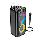 Колонка портативна Hoco HA6 Danny 30 Вт, Bluetooth 5.3, RGB-підсвічування, TWS, мікрофон, Black, фото 2
