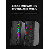 Колонки портативні/комп'ютерні Marvo Wireless Speaker SG-269 |2x5W, RGB-підсвічування| Black, фото 7