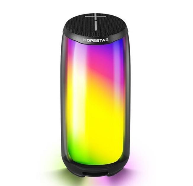 Колонка портативна Hopestar P49 10Вт IPX4 TWS USB TF AUX RGB-LED 2400мА·год Чорна, фото 1