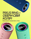 Колонка портативна Pixus Ring, 20Вт, захист IPX7, TWS, RGB підсвічування, акумулятор 4000мАг, Чорна, фото 8