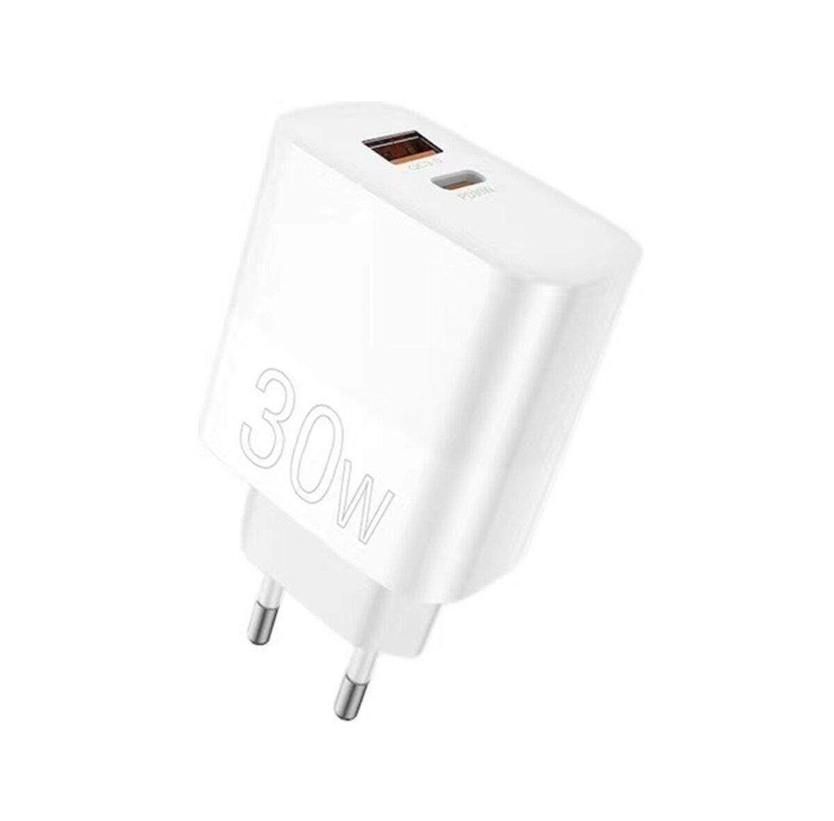 Зарядний пристрій WUW-C208 30W PD USB-C + USB QC3.0 18W Біле, фото 1