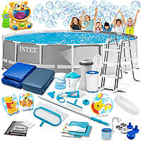 Басейн каркасний 21в1 INTEX 26720, 427 х 107 см + машина для створення бульбашок