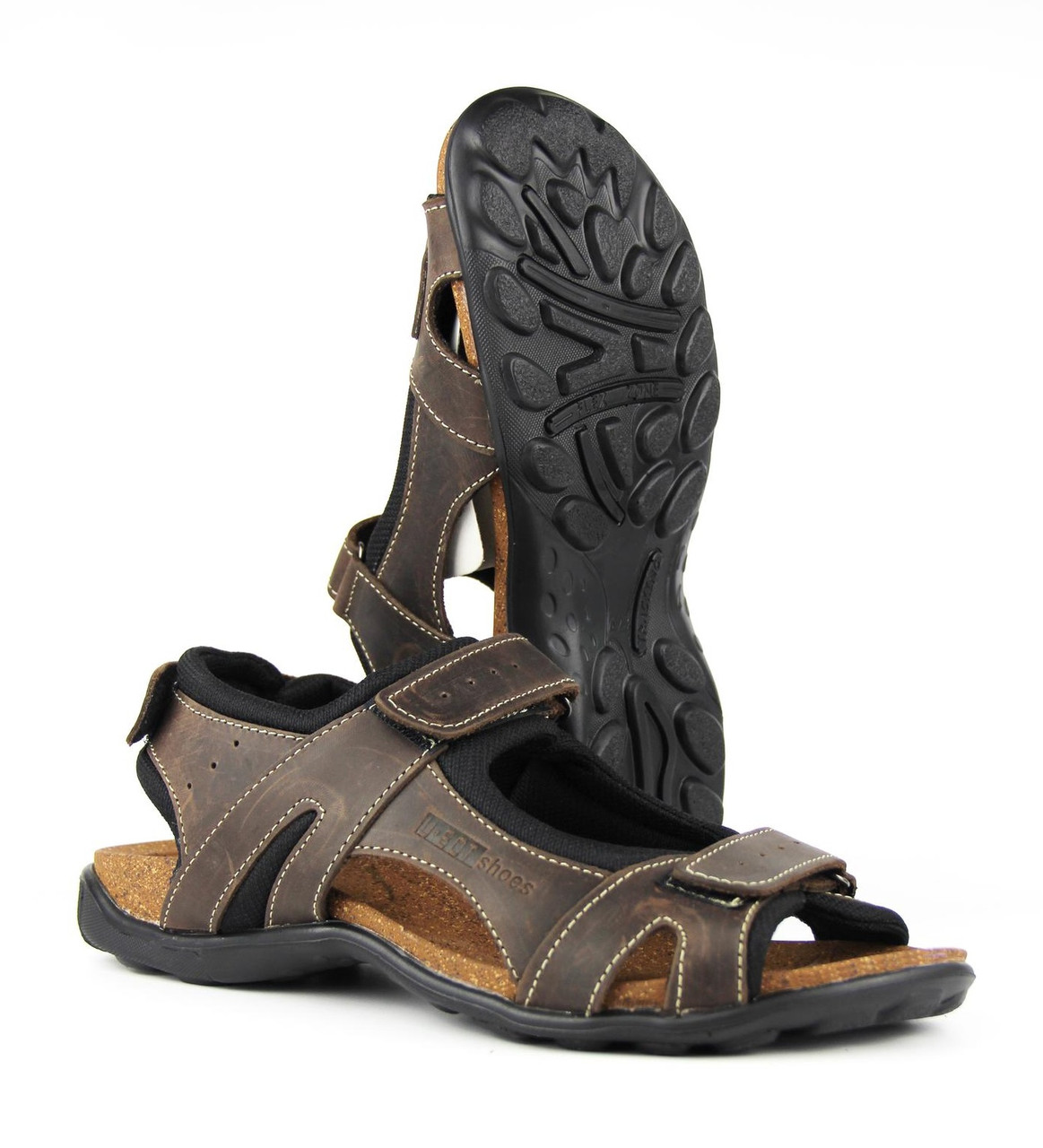 Літні шкіряні сандалі ЕКО коричневі