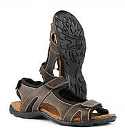 Літні шкіряні сандалі ЕКО коричневі