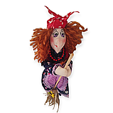 Лялька текстильна Баба Яга на мітлі., фото 3
