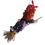 Лялька текстильна Баба Яга на мітлі., фото 4