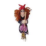 Лялька текстильна Баба Яга на мітлі., фото 6