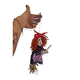 Лялька текстильна Баба Яга на мітлі., фото 7