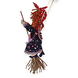 Лялька текстильна Баба Яга на мітлі., фото 9