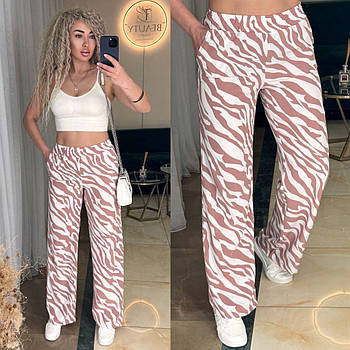 Жіночі літні штани із софту з модним принтом (Норма та напівбатал)