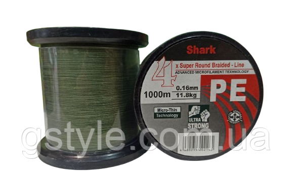 Шнур риболовний Shark 1000м 0.18мм 14.6кг, фото 1