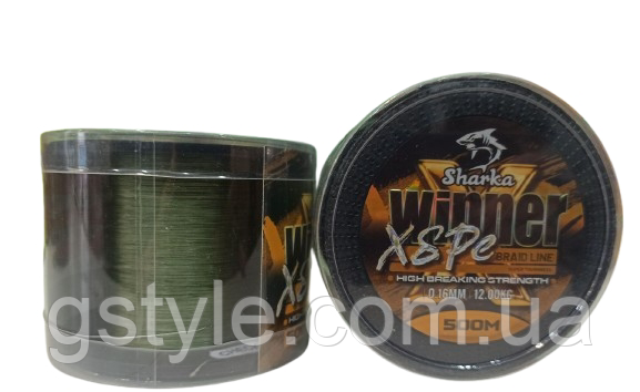 Шнур 500 м восьмижильний Shark X8Ре 0.16 мм 12 кг, фото 1