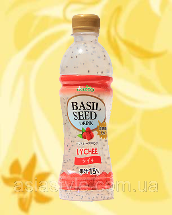 Напій негазований з соком лічі та насінням базиліка, Drink with lychee and basil, Cozzo, 350 мл, Малайзія, НВ