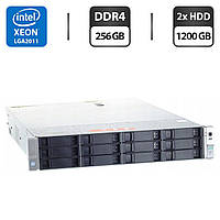 Сервер HP ProLiant DL380 Gen9 (4 LFF) 2U Rack / 2x Intel Xeon E5-2680 v4 (14 (28) ядра по 2.4 - 3.3 GHz) / 256 GB DDR4 / 2x 1200
