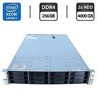 Сервер HP ProLiant DL380 Gen9 (4 LFF) 2U Rack / 2x Intel Xeon E5-2680 v4 (14 (28) ядра по 2.4 - 3.3 GHz) / 256 GB DDR4 / 4000 GB