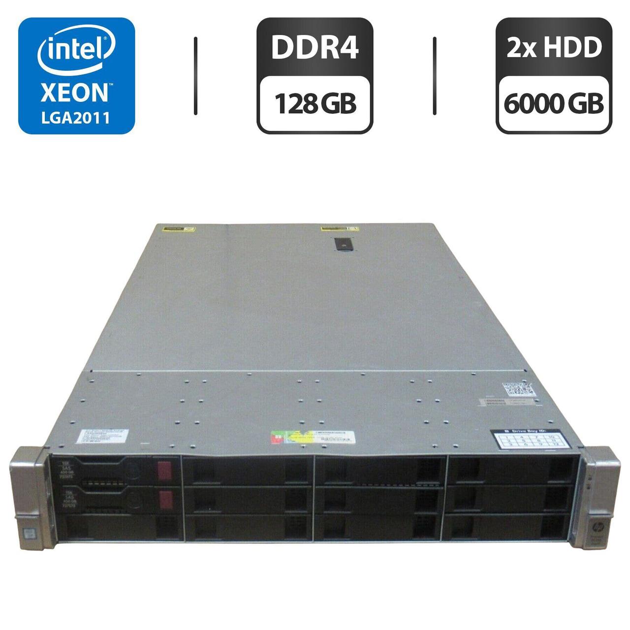 Сервер HP ProLiant DL380 Gen9 (4 LFF) 2U Rack / 2x Intel Xeon E5-2680 v4 (14 (28) ядра по 2.4 - 3.3 GHz) / 128 GB DDR4 / 2x 6000