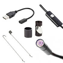 Камера ендоскоп із кабелем на 2 метри 7 мм USB/micro USB з підсвіткою, Usb ендоскоп для андроїд, фото 3