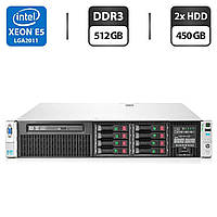 Сервер HP ProLiant DL380p G8 2U Rack / 2x Intel Xeon E5-2658 v2 (10 (20) ядер по 2.4 - 3.0 GHz) / 512 GB DDR3 / 2x 450 GB HDD