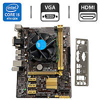 Комплект: Материнська плата Asus H81M-Plus / Intel Core i5-4570 (4 ядра по 3.2 - 3.6 GHz) / Socket LGA 1150 / Задня заглушка