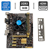 Комплект: Материнська плата Asus H81M-Plus / Intel Core i5-4570 (4 ядра по 3.2 - 3.6 GHz) / 16 GB DDR3 / Socket LGA 1150 / Задня