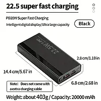 Повербанк ємністю 20000 мА·год з дисплеєм із торцю (Чорний)