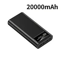 Повербанк ємністю 20000 мА·год з дисплеєм на лицьовій панелі (Чорний)
