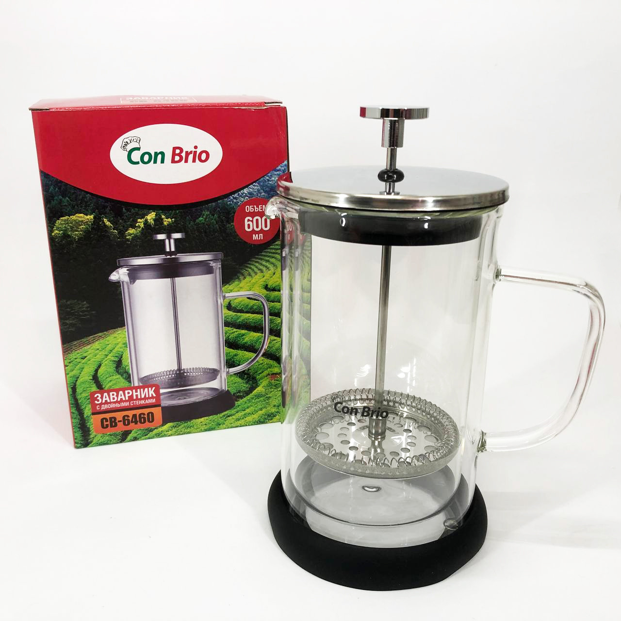 Френч-прес із подвійними стінками Con Brio CB-6460 600 мл, Френч-прес для міцної кави китайський заварник, фото 1