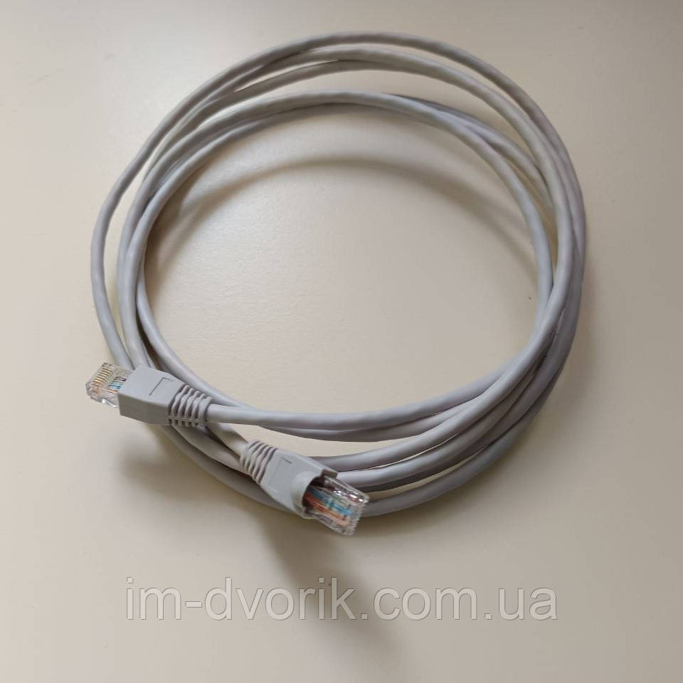 Патч-корд RJ45 1м U/UTP CAT5e Сірий (Мережевий Кабель LAN