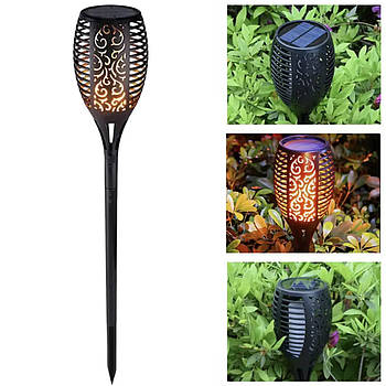 Садовий ліхтар-факел на сонячній батареї Вуличний ліхтар з ефектом полум'я 52 см
