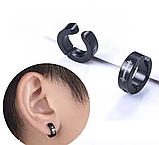 Чоловічі сережки-кліпси з хрестом на одне вухо готичні панк без проколювання, фото 3