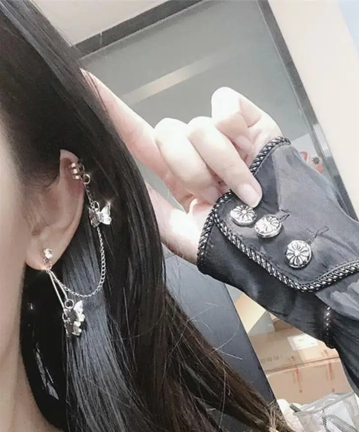 Кафф кліпс на вухо Метелик кристали сережка Earcuff Кліп каф, фото 1