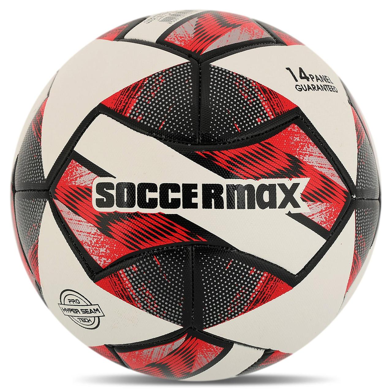 М'яч футбольний SOCCERMAX FB-4126 (PU) розмір 5 всепогодний білий-червоний