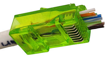 Конектор RJ45 5e,6 категорії прохідний Zoerax,зелений