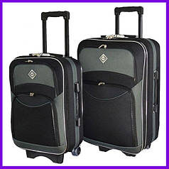 Валіза дорожня на коліщатках набір 2 шт. середня та велика Bonro Style чорно-сіра тканина Cordura 600D