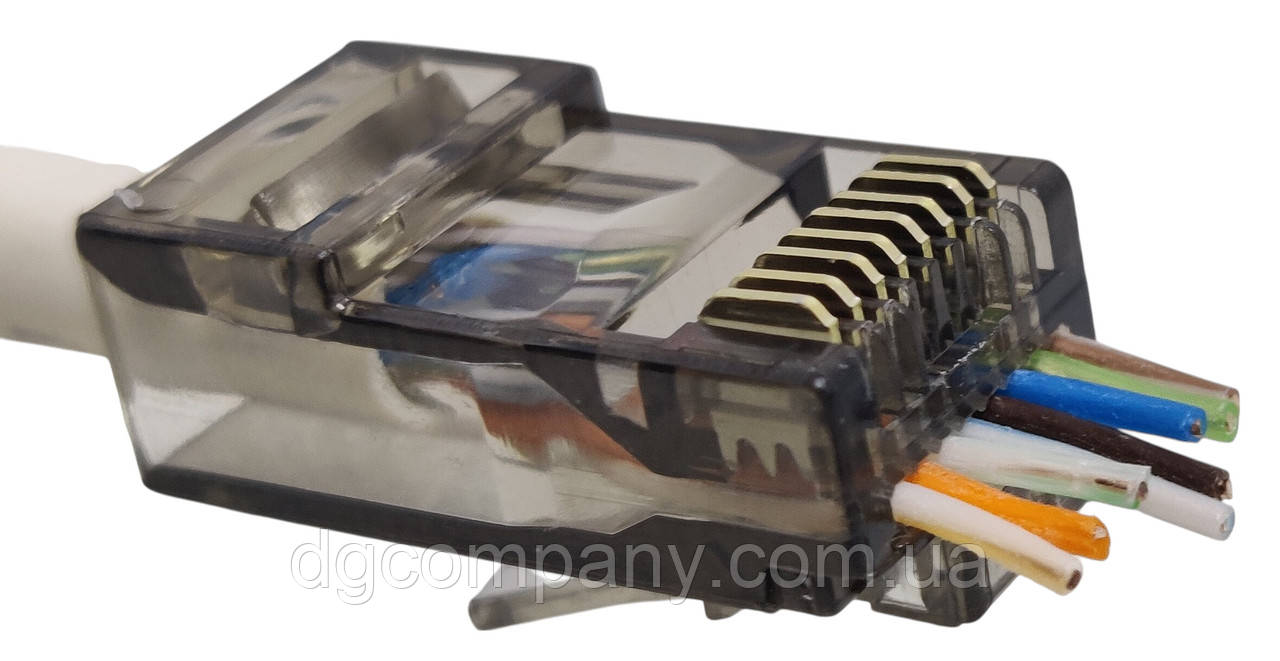 Конектор RJ45 5e,6 cat прохідний Zoerax,чорний