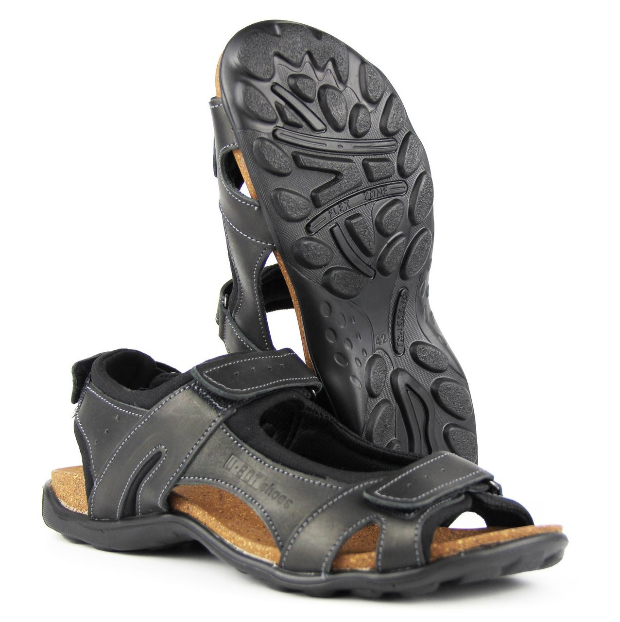 Літні шкіряні сандалі ЕКО чорні