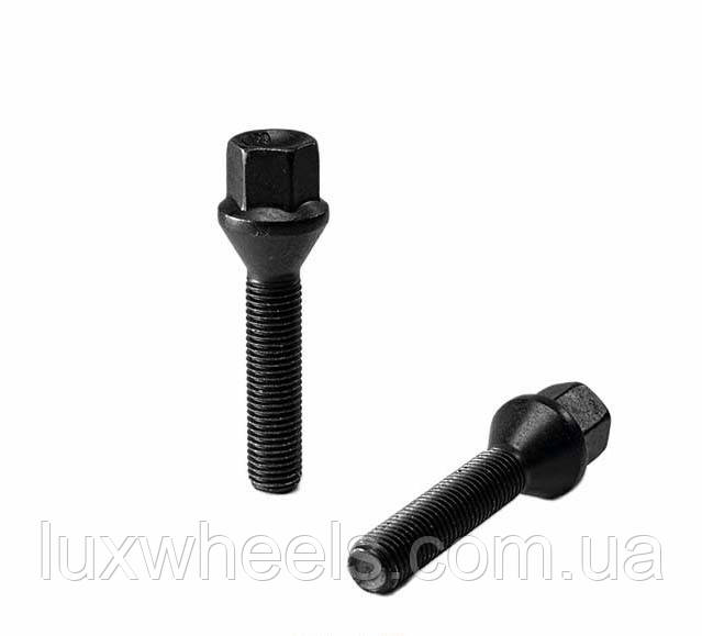 Болт колісний М12x1.25x45мм Конус (Подовжений) Чорний Ключ 17 Farad (Італія), фото 1