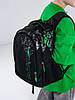Рюкзак шкільний ортопедичний для хлопчика підлітковий 5-11 клас три змійки чорний з зеленим SkyName 90-146-4, фото 6