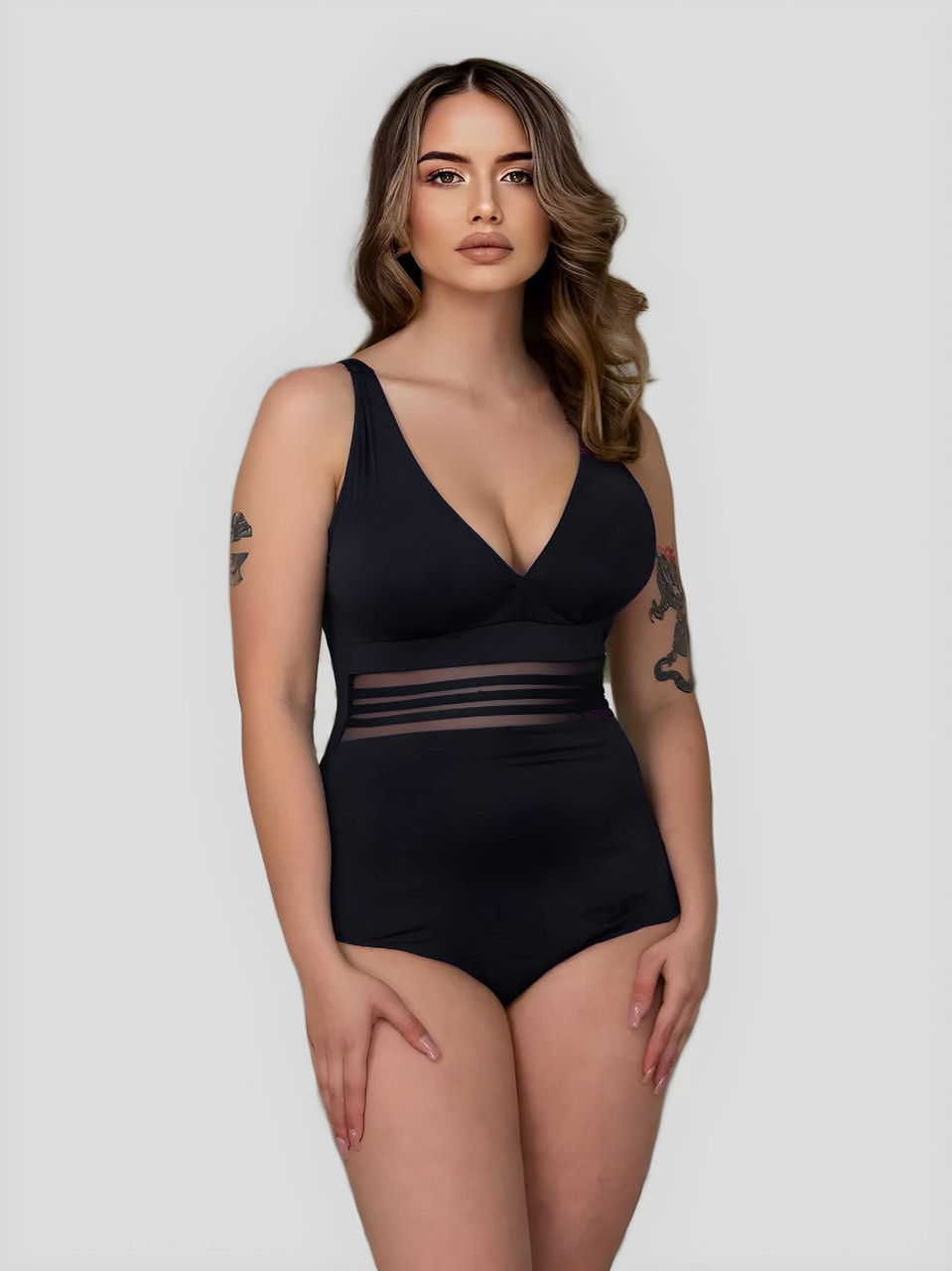 Злитий купальник великих розмірів Fuba 24045 чорний 54 56 58 60 62 розмір