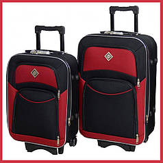 Валіза дорожня на коліщатках набір 2 шт. середня та велика Bonro Style чорно-вишневий тканина Cordura 600D