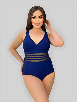 Цілисний купальник великих розмірів Fuba 24045 синій 54 56 58 60 62 розмір, фото 1