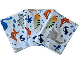 Набір з 3-ох теплих дитячих фланелевих (байових) пелюшок для новонароджених 90 х 80 см BST динозаврики