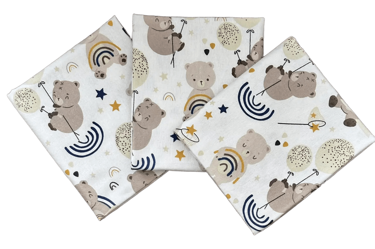 Набір з 3-ох теплих дитячих фланелевих (байових) пелюшок для новонароджених 90 х 80 см BST мишки бежеві, фото 1